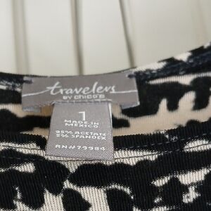 Travelers by Chico's Black and Cream Printed Camisole